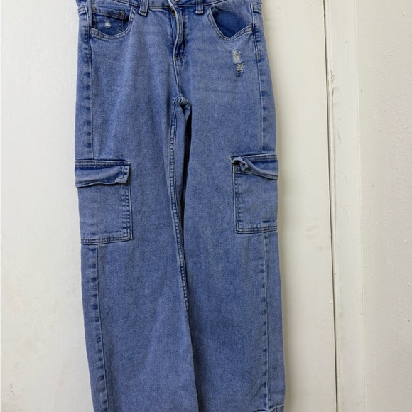Justice Kids Blue Relaxed Cargo Jeans - Picture 1 of 11